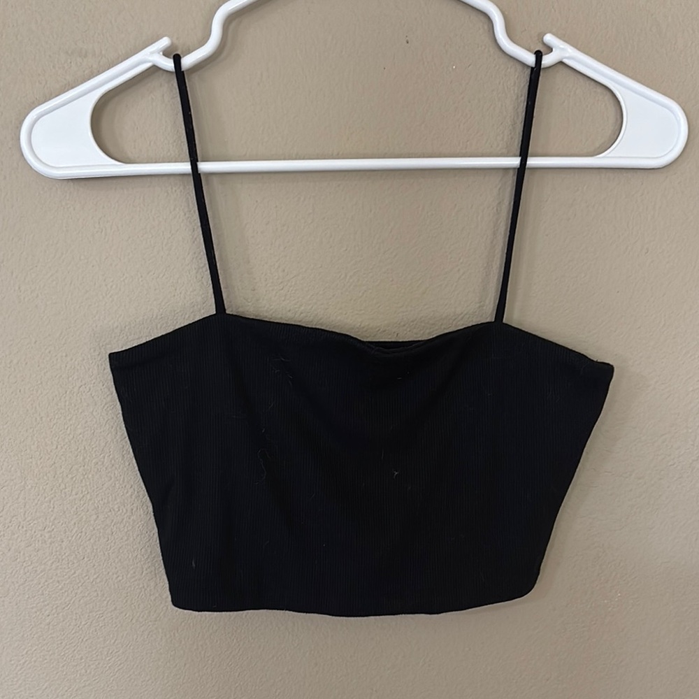 SHEIN Black Fitted Bustier Camisole Crop Top